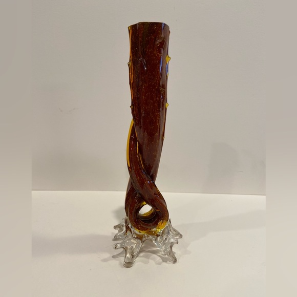 Vtg Antique Thorn Tree Twig, Twisted Bud Vase Blown Glass 7.5” Tall - Picture 9 of 13